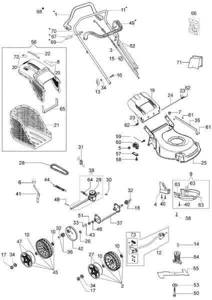Complete illustrated parts list G 48 TK COMFORT PLUS (K600 AUTOCHOCKE) Lawnmower