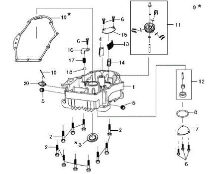 Crankcase cover OM 106/24 KH (K2400AVD V-Twin) Cat. 2016 Garden tractor