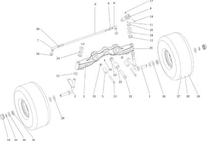 Front axle OM 124/24 KH (K2400AVD V-Twin) Cat. 2016 Garden tractor