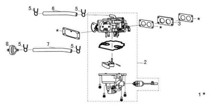 Carburetor OM 124/24 KH (K2400AVD V-Twin) Cat. 2016 Garden tractor