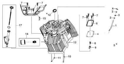Cylinder and crankcase APACHE 92 EVO (K2400AVD V-Twin) Cat.2016 Garden tractor
