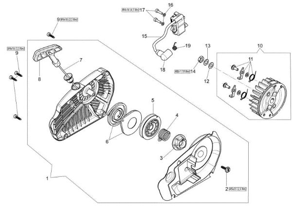 Starter assy GST 360 Chainsaw