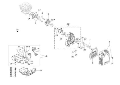 Tank and air filter SPARTA 381 S Brushcutter