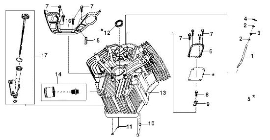 Cylinder and crankcase APACHE 92 EVO (K2400AVD V-Twin) Cat.2017 Garden tractor