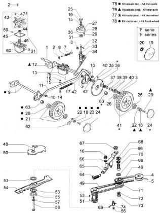 Axle assy LUX 53 TVJ Lawnmower