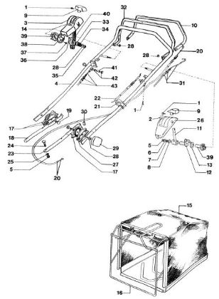 Handle and grass bag LUX 53 HV Lawnmower
