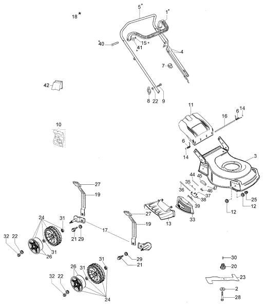 Complete illustrated parts list G 53 PK COMFORT SD (K 800) Lawnmower