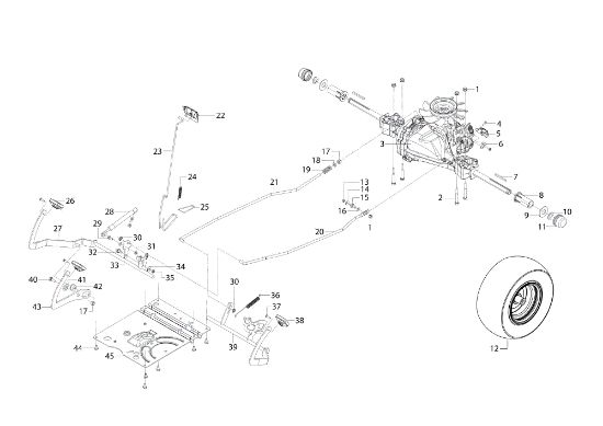 Brake and gearbox controls OM 105/24 K H Garden tractor