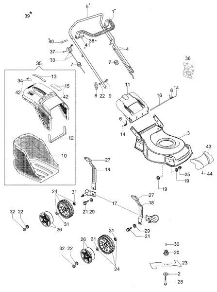 Complete illustrated parts list G 44 PB COMFORT PLUS (2018) Lawnmower