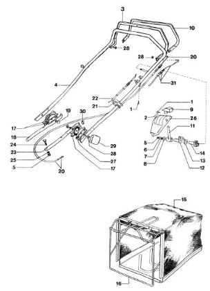 Handle and grass bag LUX 53 KT Lawnmower