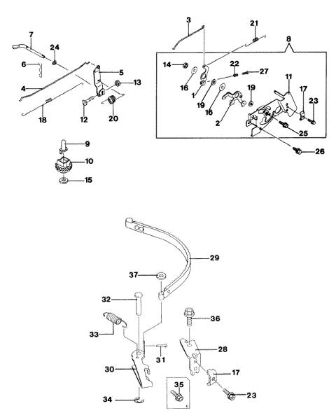 Engine, lever and engine brake LUX 53 KT Lawnmower