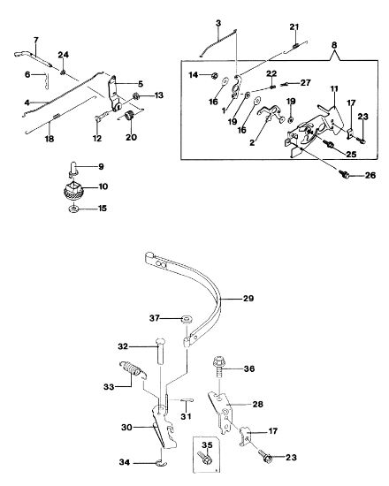 Engine, lever and engine brake LUX 53 KT Lawnmower