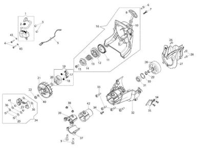 Starter assy and clutch BC 241 HL Hedgetrimmer