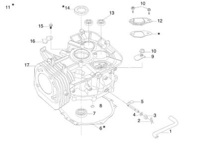 Cylinder and crankcase OM 106/16 KH (K1600AVD) Cat. 2018 Garden tractor