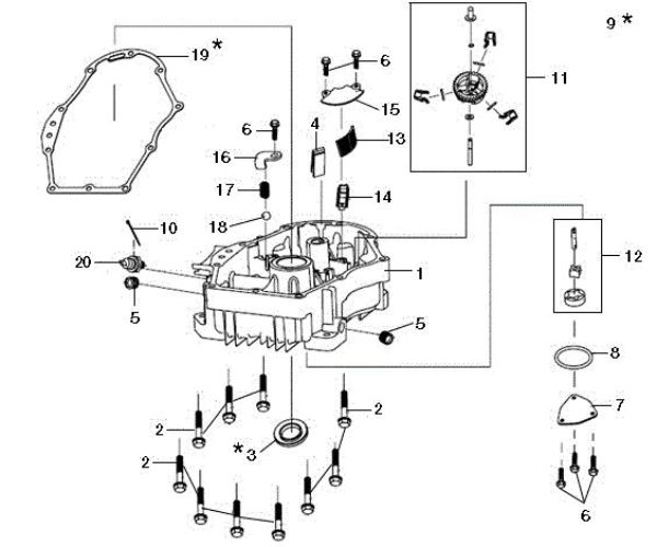 Crankcase cover OM 106/24 KH (K2400AVD V-Twin) Cat. 2018 Garden tractor