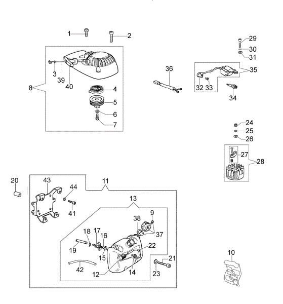 Starter assy and fuel tank MTL 51 (EURO 5) Earth auger