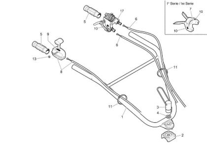 Handle-bar adjustable and control box MH 180R Rotary tiller