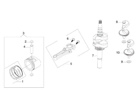 Crankshaft and piston OM 92/16KH (K1600AVD) Cat. 2019 Garden tractor