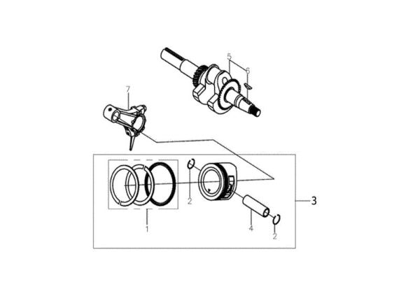 Shaft + piston MH 175 RKS (K800 HT - EURO5) Rotary tiller