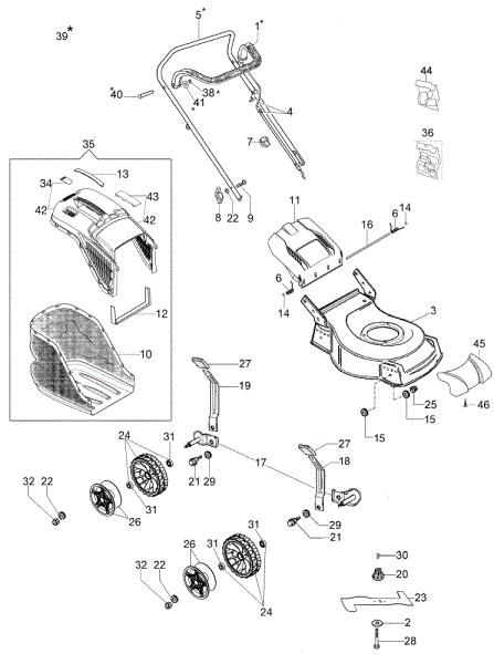 Complete illustrated parts list G 44 PK COMFORT PLUS (K605) EURO 5 Lawnmower