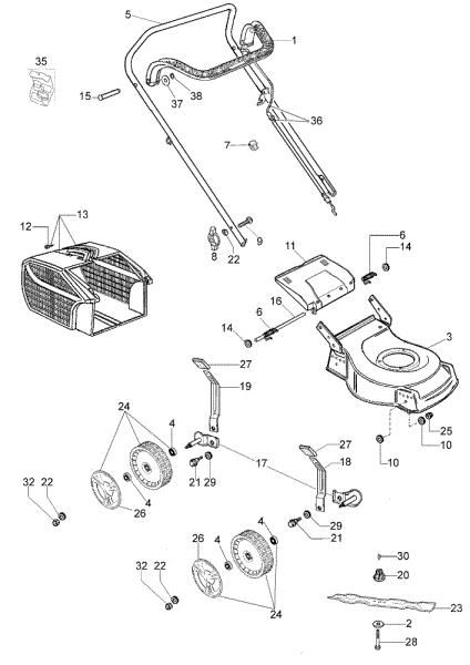 Illustrated parts list G 44 PK COMFORT (K605) EURO 5 Lawnmower