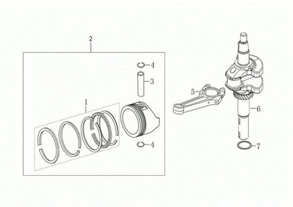 Shaft + piston MAX 53 TK ALLROAD ALUMINIUM (K805) EURO 5 Lawnmower