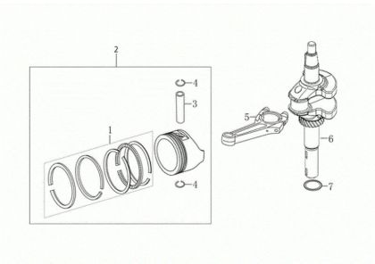 Shaft + piston MAX 53 PK ALLROAD ALUMINIUM (K805) EURO 5 Lawnmower