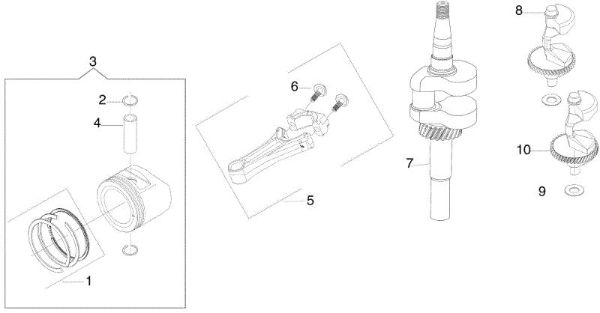 Crankshaft and piston MISTRAL 72/12,5 K H (3in1) (K1250) EURO 5 Garden tractor