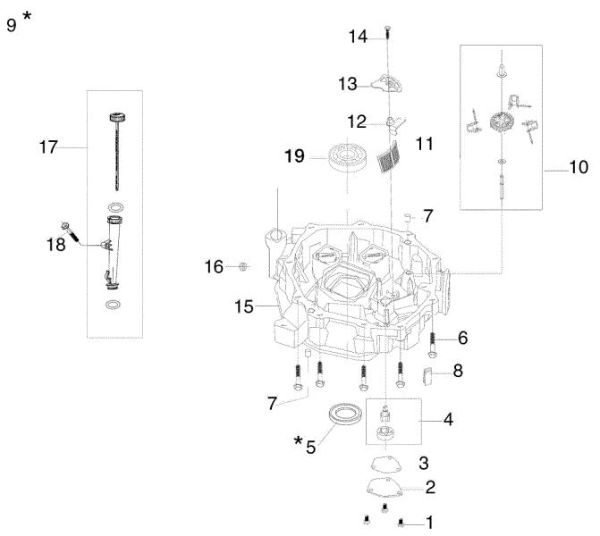Crankcase cover MISTRAL 72/12,5 K H (3in1) (K1250) EURO 5 Garden tractor