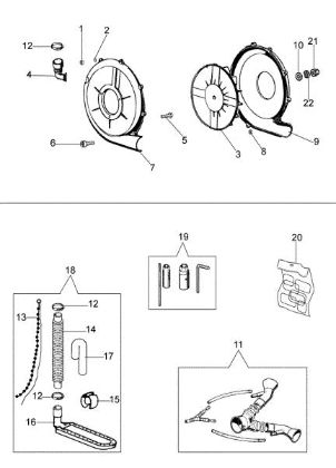 Fan case and accessories AM 150 Mistblower
