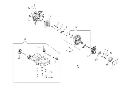 Tank and air filter BCH 25 T Brushcutter