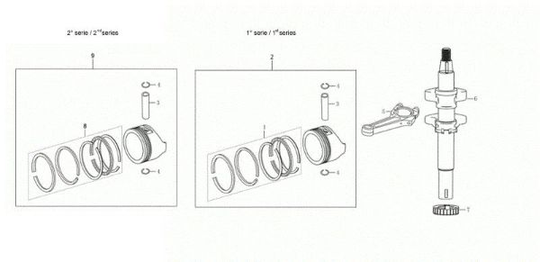 Shaft + piston GH 48 TK Lawnmower