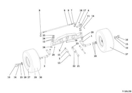 Front axle OM 92/16KH (K1600AVD) Cat. 2020 Garden tractor