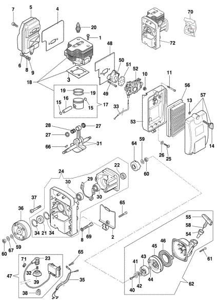 Starter assy and engine BV 163 Blower
