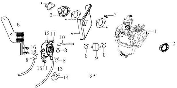 Carburetor OM 92/16KH (K1600AVD) Cat. 2021 Garden tractor