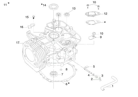 Cylinder and crankcase OM 92/16KH (K1600AVD) Cat. 2021 Garden tractor