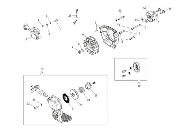 Starter assy and clutch Unità motore BCH 25 D Brushcutter