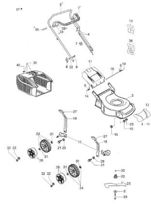 Complete illustrated parts list G 44 PK COMFORT (K450) Lawnmower