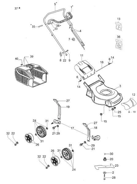 Complete illustrated parts list G 44 PK COMFORT (K450) Lawnmower