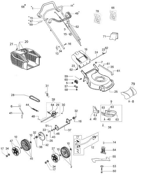 Complete illustrated parts list G 44 TK COMFORT (K450) Lawnmower