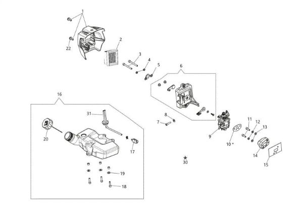 Tank and air filter PPH 250 Pole pruner