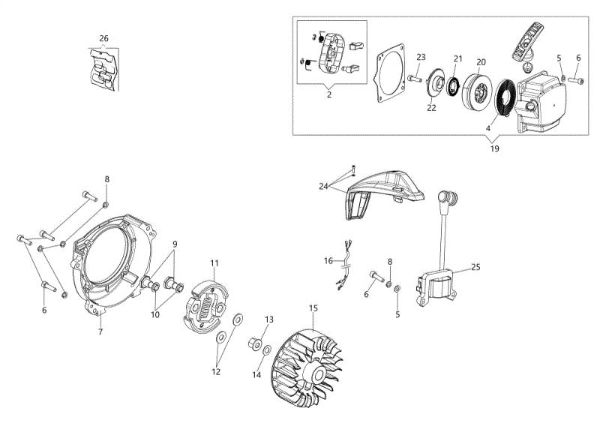 Starter assy and clutch BCH 500 T Brushcutter