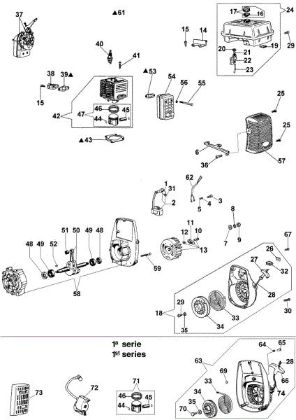 Starter assy and engine SA 30 TL Water pump