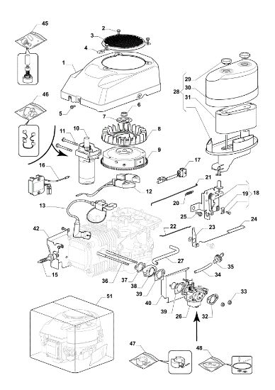 Starter, carburettor and air filter OM 84/14,5 K H Cat. 2022 Garden tractor