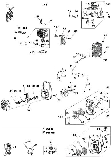 Starter assy and engine (Until 21/02/08) SA 30 TLA Water pump