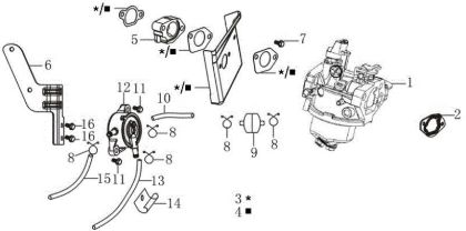 Carburetor OM 106/16 KH (K1600AVD) Cat. 2022 Garden tractor