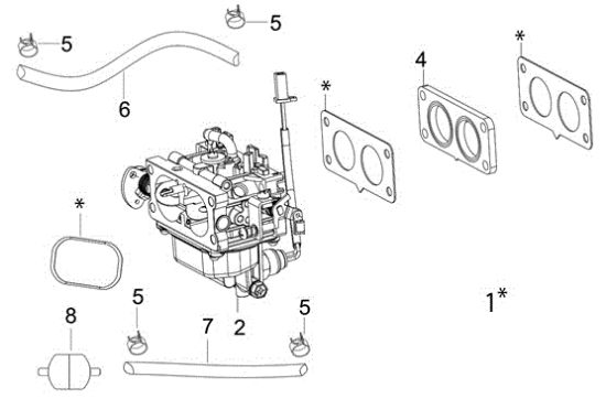 Carburetor OM 106/24 KH (K2400AVD V-Twin - EURO5) Cat. 2022 Garden tractor