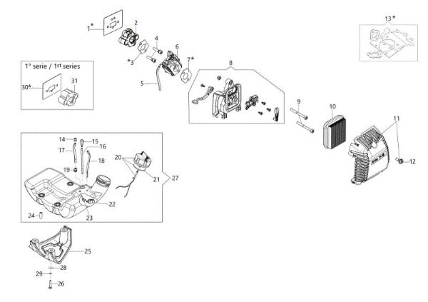 Tank and air filter PPX 275 Application (Pole pruner)