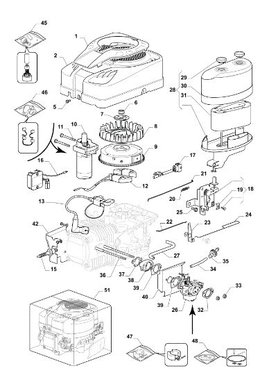 Starter, carburettor and air filter OM 108L/16 K Cat. 2023 Garden tractor