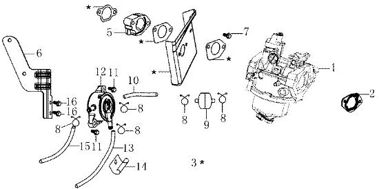Carburetor OM 92/16KH (K1600AVD) Cat. 2023 Garden tractor
